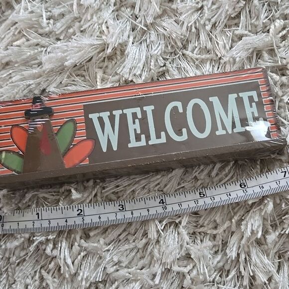 Mini welcome turkey fall home decor sign orange green house decoration 3-d - Picture 2 of 14